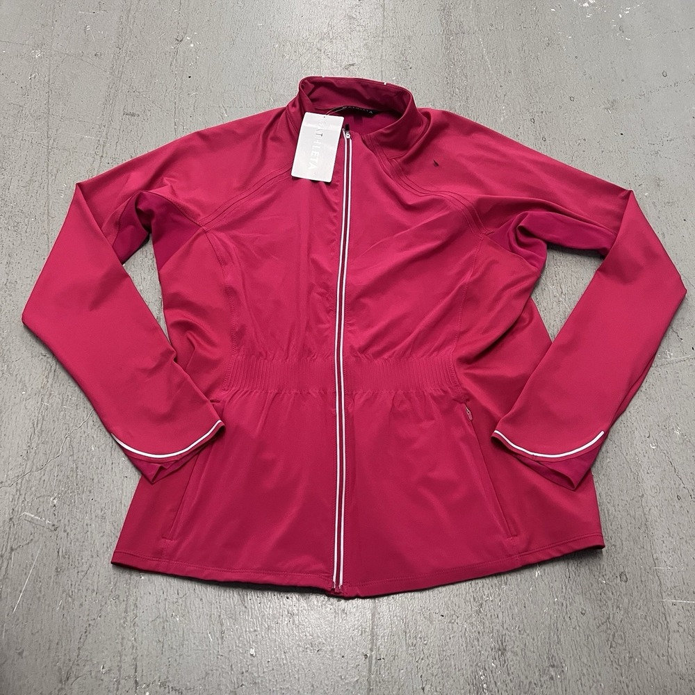 Athleta Run Free Women's Running Jacket Size XL Pink Lightweight Zip-Up Athletic